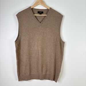 Club Room Men’s Luxury 100% Cashmere Sweater Vest V-Neck Large Beige